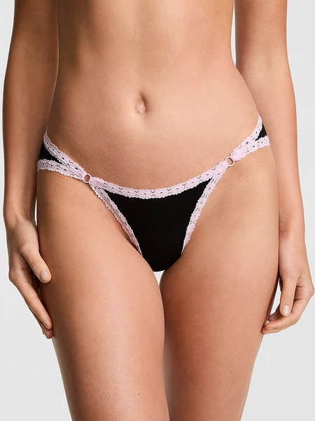 Cotton Lace-Trim Low-Rise Cheeky Panty