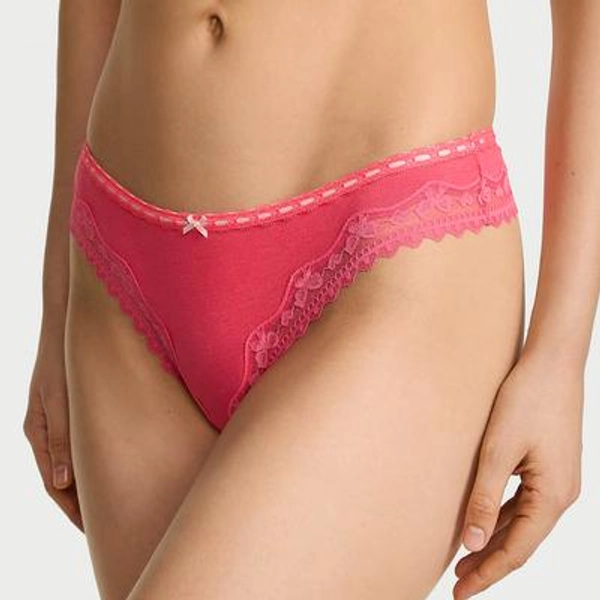 Women's Cotton Bow Lace-Trim Panty