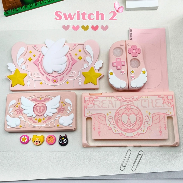 Pink Angel Wings Switch 2 Accessories Bundle, Kawaii Gamer Set