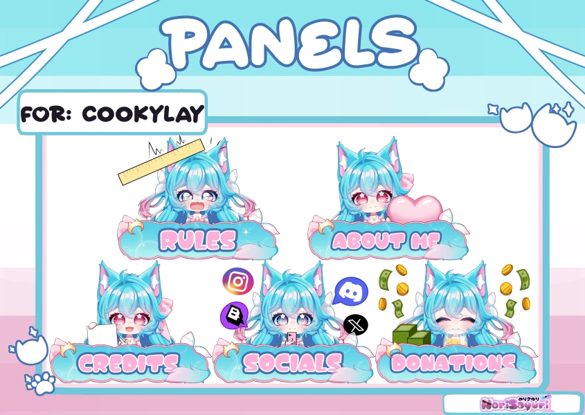 TWITCH PANELS YCH COMMISSION  ฅ •ع• ฅ by NORIRI ♡ (@NoriSayuri)