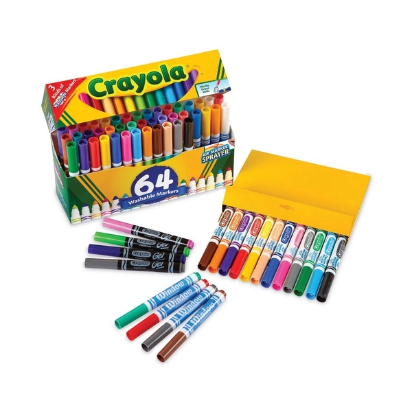 Crayola 588180 48 Broad Bullet Tip Washable Markers - Assorted (64/Set) New