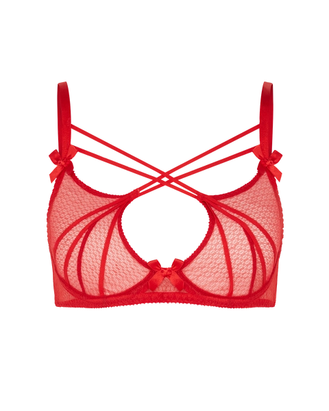 Nicki High Neck Non Padded Bra in Red | By Agent Provocateur