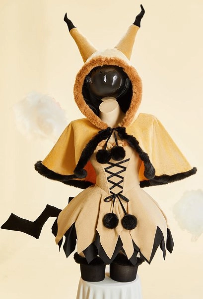 PM Derivative Winter Christmas Plush Sexy Cosplay Costume Strapless Dress with Cape and Gloves