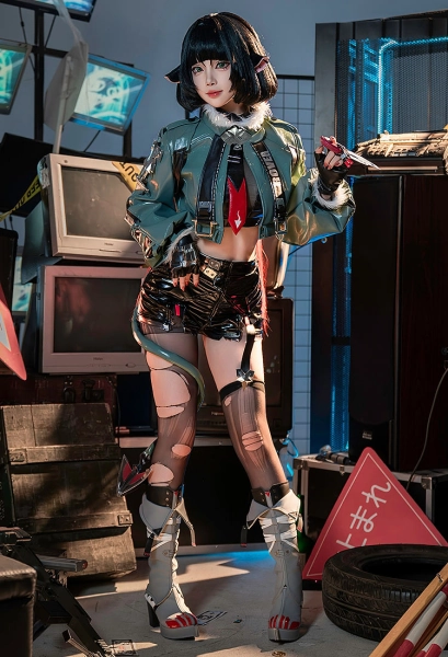 Zenless Zone Zero Jane Doe Cosplay Costume Jacket and Vest Pants Suit with Waistbag Ears