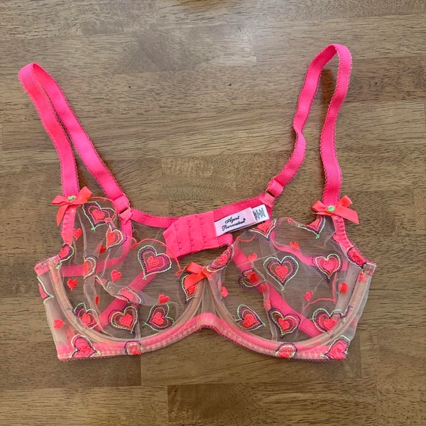 Agent Provocateur hot pink mesh bra with heart...