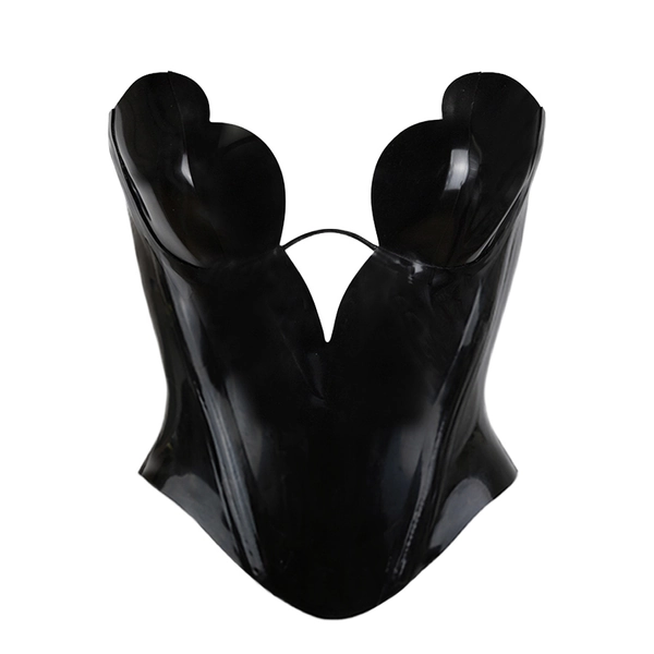 Latex Tulip Cup V Top in supatex black
