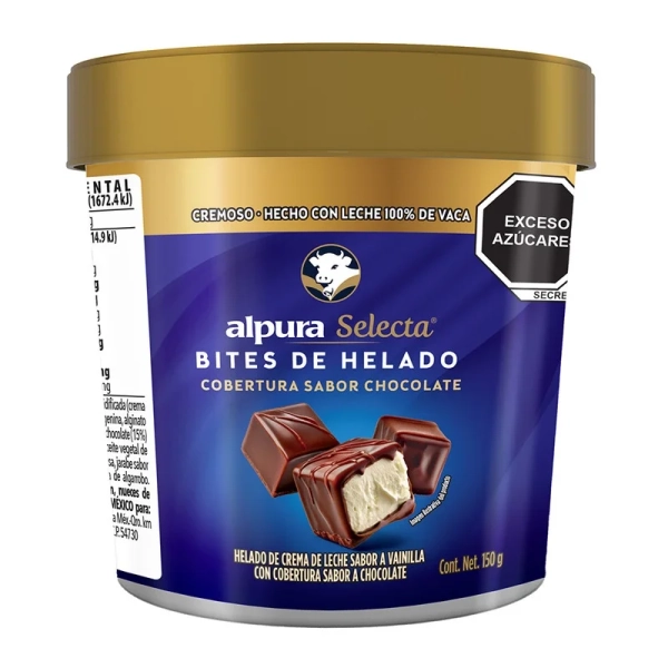 Helado Alpura Selecta Bites vainilla cubierto de chocolate 150g c/u