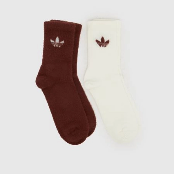 adidas Fluffy Crew Sock 2 PK in Brown Multi