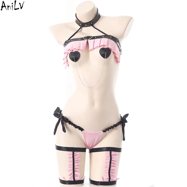 AniLV Lovely Cat Sexy Lingerie Maid Uniform Women Pink Underwear Set Pajamas Temptation Outfits Erotic Costumes - AliExpress 