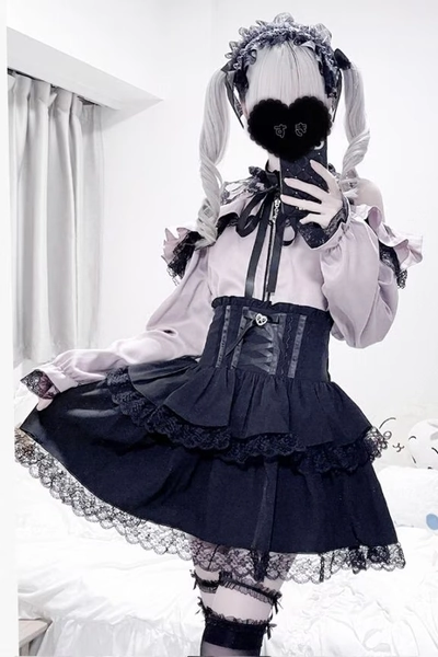 MA*RS High waist spindle volume skirt pants - black