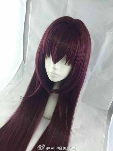 Fate/Grand Order Scathach Wig Wine Long Straight Hair Cosplay Wigs