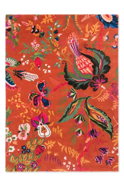 Harlequin Wonderland Hand Tufted Wool/Viscose Floral Area Rug in Amber/Lapis | Perigold
