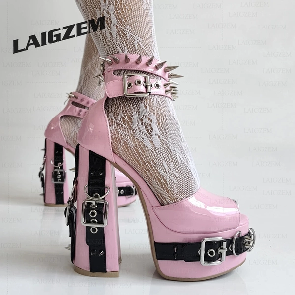 Pretty in Punk Studded Platform Heels