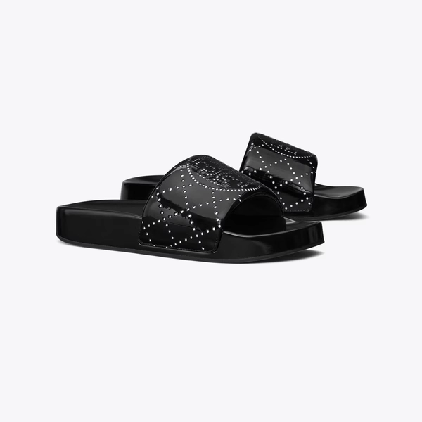 Double T Pool Slide in black, size 10