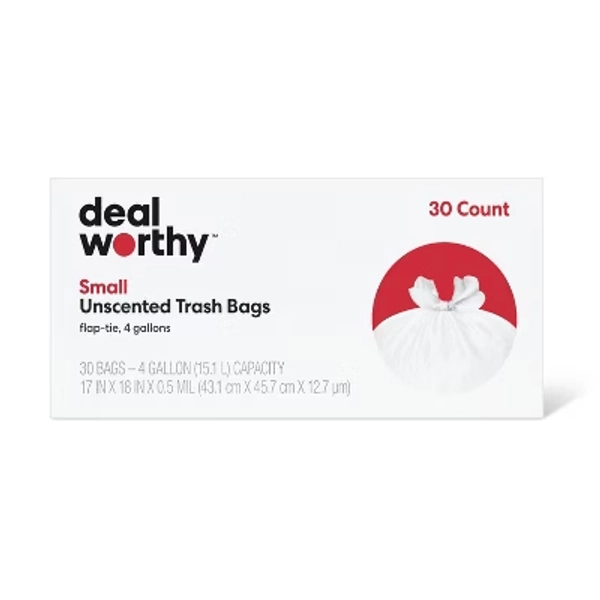 Small Flap Tie Trash Bags - 4gal - 30ct - Dealworthyâ˘