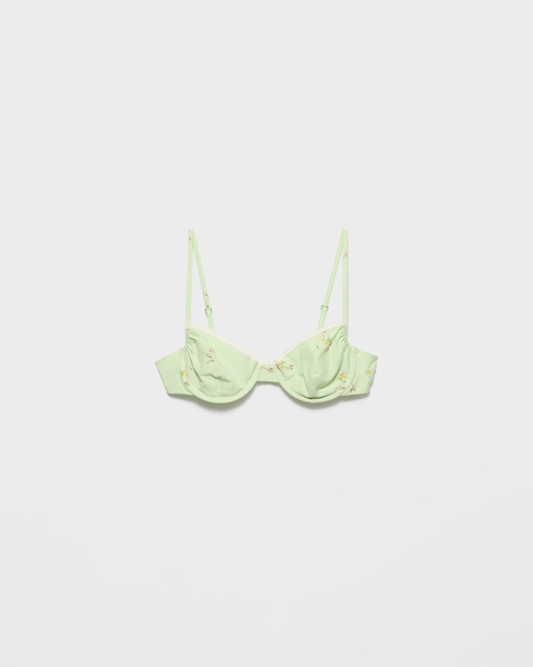 Bouquet-print old canvas bra