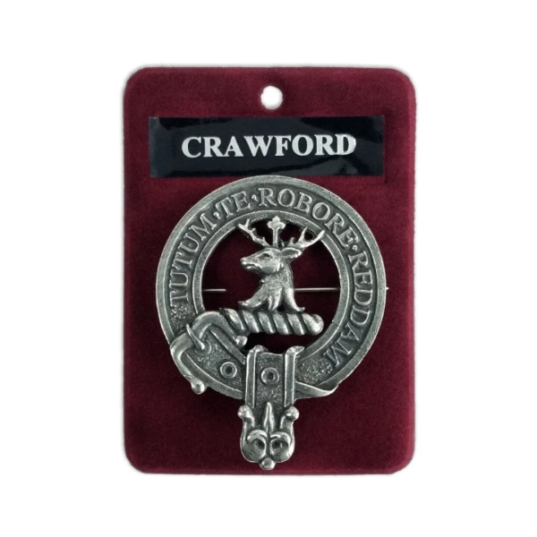 Crawford Cap Badge - Pewter Clan Crest Badge - Gaelic Themes Cap Badge or Brooch - Tutum Te Robore Reddam - Etsy
