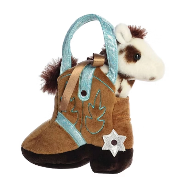 Aurora Small Giddyup Boot Fancy Pals Fashionable Stuffed Animal White 7.5"