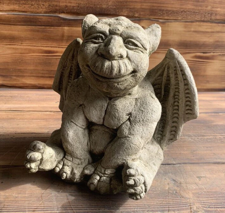 STONE  GARDEN GARGOYLE GREMLIN WINGED GOTHIC ORNAMENT