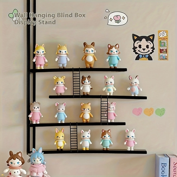 TEMU No-drill Wall-mounted Shelf Suitable For Home Office & Space-themed Rooms - Multifunctional Plastic Storage Shelf With Hanging Clips,