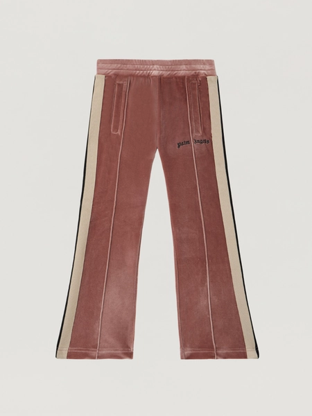 PALM ANGELS Chenille Track Flare Pants Kids Antique Rose Black 12+