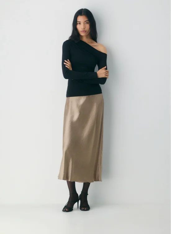 Slip Satin Maxi Skirt - Taupe 