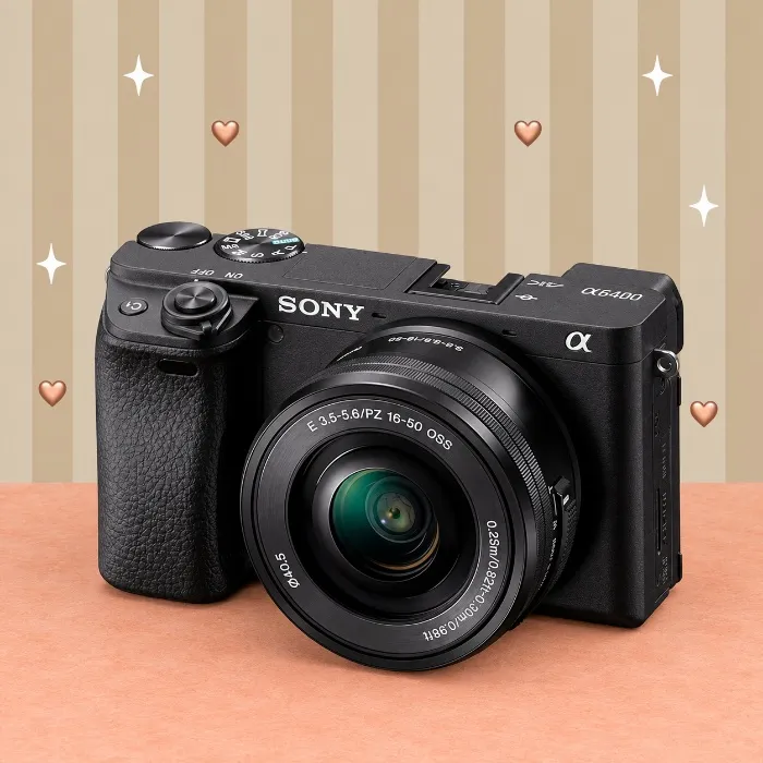 Sony Alpha a6400 Mirrorless Camera: Compact APS-C Interchangeable Lens Digital Camera with Real-Time Eye Auto Focus, 4K Video, Flip Screen & 16-50mm Lens - E Mount Compatible - ILCE-6400L/B, Black - w/16-50mm Lens - Base