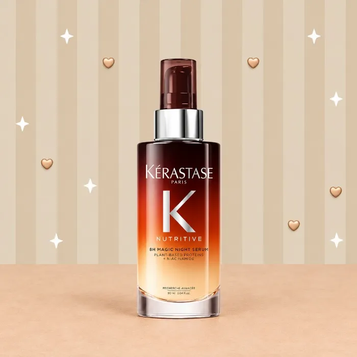 Kerastase Nutritive 8H Magic Night Serum – Overnight Dry Hair Treatment | Overnight treatment for dry hair, enhances shine, nourishes, reduces frizz, plant proteins - 3.04 Fl Oz (Pack of 1)