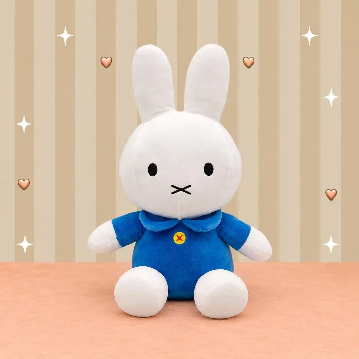 Kids Preferred Miffy Plush Toy, 8 Inch Sitting Dutch Bunny Plush from Dick Bruna, Soft Boa Rabbit Bunny Stuffed Animal Plushie Doll for Girls and Boys - Blue Dress