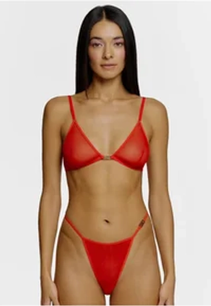 Red see thru bra 