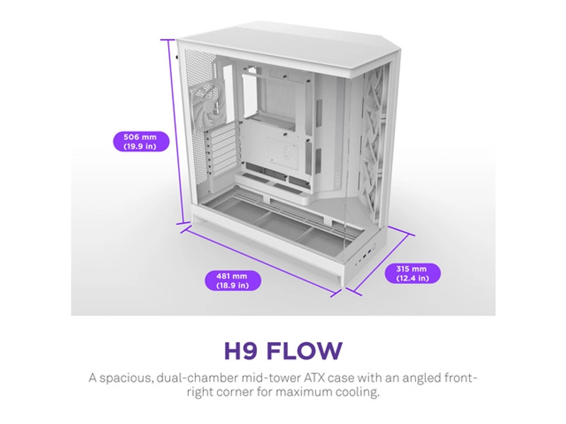 NZXT H9 Flow Large Dual-Chamber ATX Mid-Tower Airflow PC Case