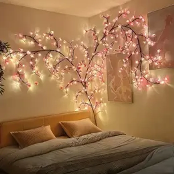 1pc Cherry Blossom Tree Lamp with 96/144 LED Lights, Indoor Wall-Mounted Decorative Light with Realistic Cherry Blossom Design, Restaurants, Dance Parties, Wall Decoration, Weddings, Festive Novelty Lighting, Led Ambient Lighting