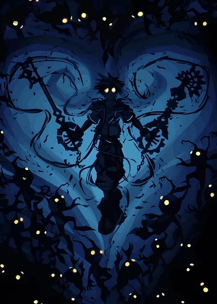 'Kingdom Hearts Sora Surrounded by Shadows' Poster, picture, metal print, paint by Bella Japan | Displate