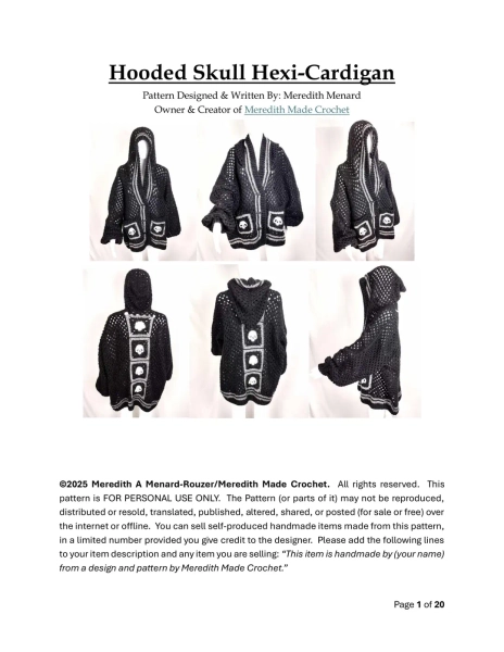 Hooded Skull Hexi-cardigan Crochet Pattern - Etsy