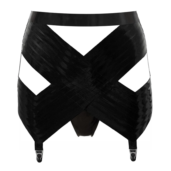 Latex Paris Girdle Skirt w/ paris layers / matching g-string in black