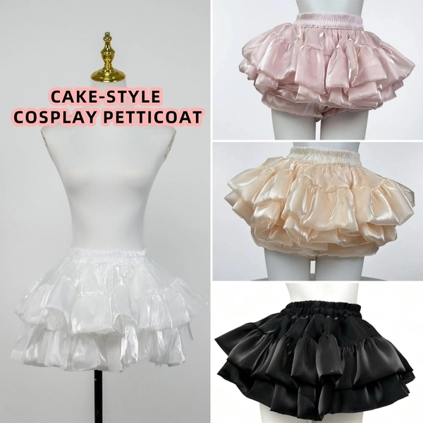 Cake Style Cosplay Petticoat Short Skirt Elastic Waist Satin Underskirt Fluffy Support Skirt Anime Lolita Costume Performance Party Outfit - Etsy