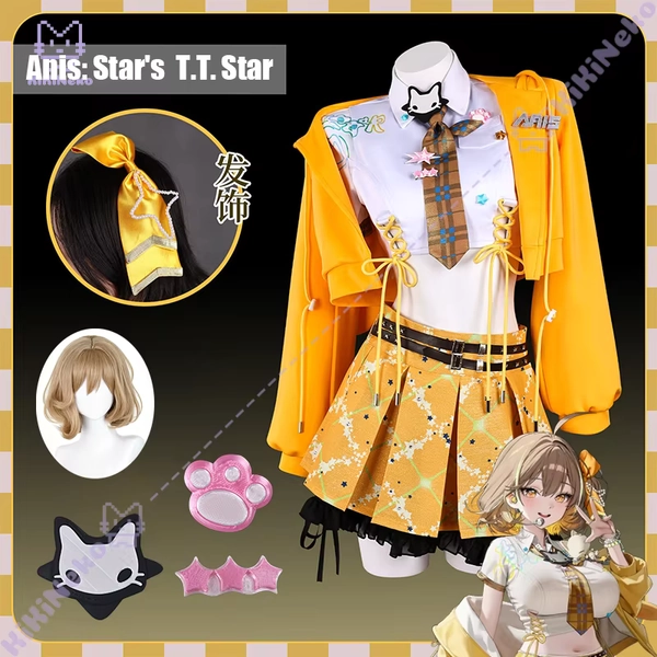 Game nikke Anis Star's T.T. Star Cosplay Costume Wig Anis Star's Cosplay Outfit For Comicon Hallowmas Party Adult Women Man