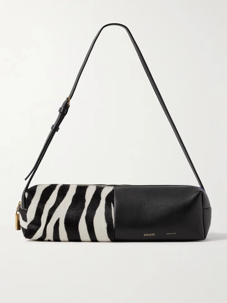 Kye zebra-print calf hair and leather shoulder bag - zebra print - One Size