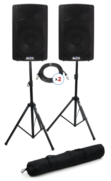Alto Professional TX410 350-watt 10-inch Powered Speaker Pair with Stands and Cables