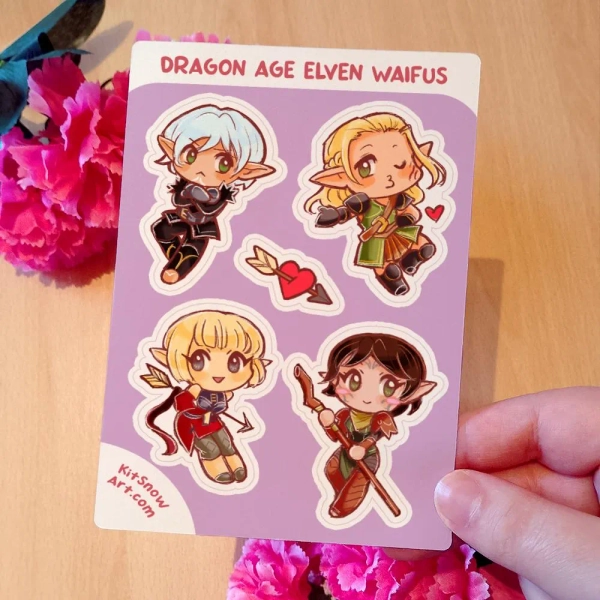 Dragon Age Origins & Inquisition Elves Sticker Sheet, Elven Romance vinyl Stickers
