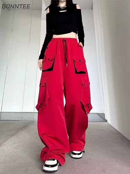 Cargo Pants Women Baggy Casual American High Street All-match Designed Techwear Big Pockets Wide Leg Trousers Streetwear Ins - AliExpress 200000345