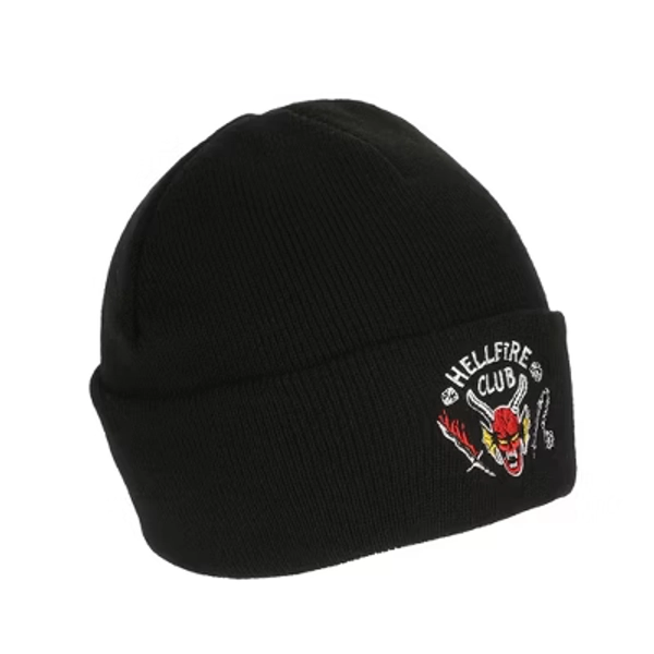 Stranger Things Hellfire Club Embroidery On Black Acrylic Knit Cuff Beanie