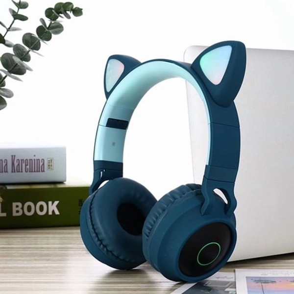 LED Cat Ear Headphones Noise Cancelling Bluetooth 5.0 Adults and Kids Headset Support TF Card FM Radio With Mic Wireless+Wired