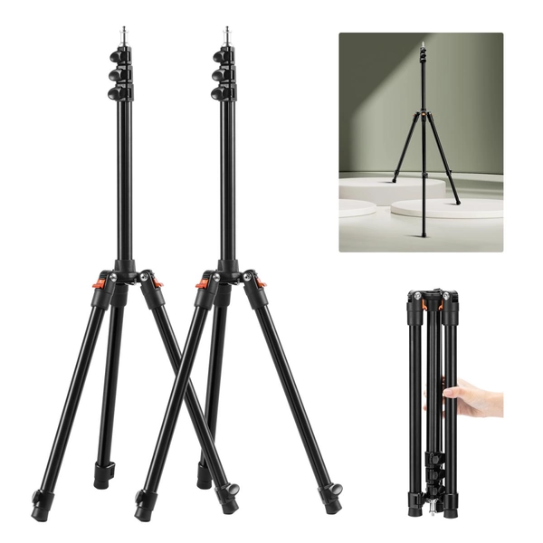 2pcs 2.0m Aluminum Foldable Light Stands with 1/4" Screws & Bag