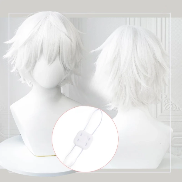 Pelucas de Cosplay de Anime Kaneki Ken, pelucas cortas blancas esponjosas, parche en el ojo, pelo sintético resistente al calor, juego de rol para fiesta - AliExpress 200165144