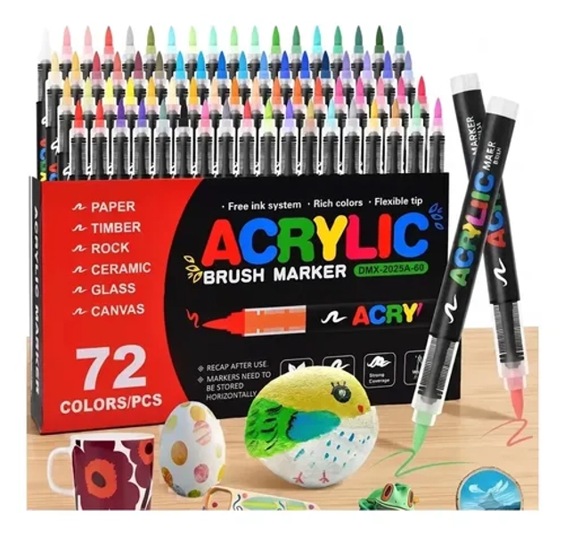 Marcador Acr铆lico 72 Colores Permanente A Prueba De Agua