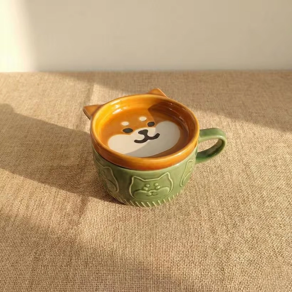 Handmade Shiba Inu Mug, Cute Dog Espresso Mug & Lid, Ceramic Tea Cup, Gifts for Shiba Owners, Shiba Dog Cup, Dog Mom Gift