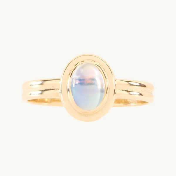 Silver Screen Moonstone Gold Ring
