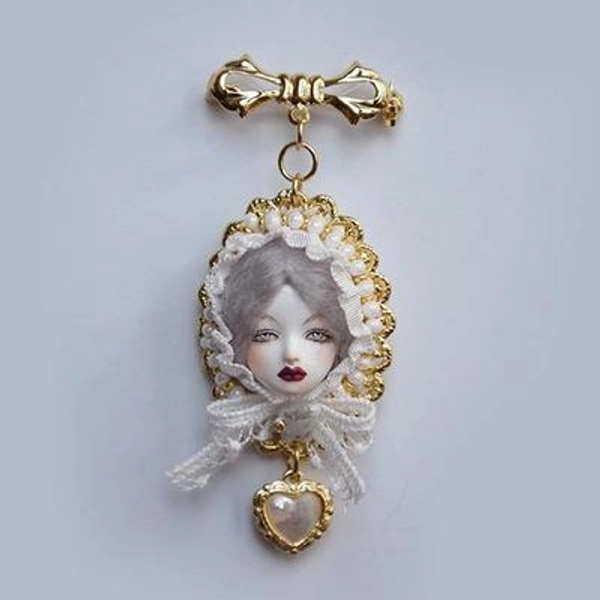 Momo Retro Art Doll Necklace, Handmade Dolls Earrings, Gothic Jewelry, Birthday Gift Girl, OOAK Dolls, Doll Pendant