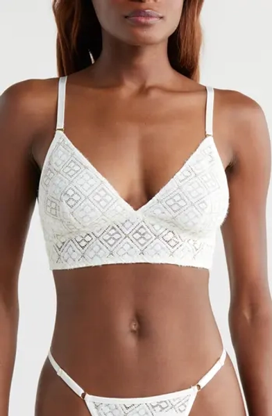 Metallic Geometric Lace Longline Bralette
